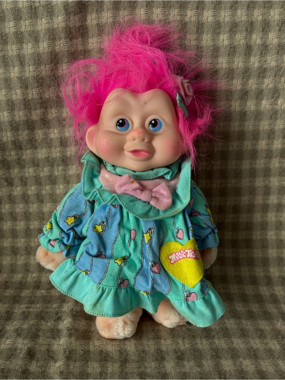 VINTAGE 1991 APPLAUSE MAGIC TROLL DOLL WITH PINK HAIR 12”